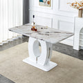 Modern Minimalist White Marble Patterned Dining Table, Bar Table. A Rectangular Office Desk. Game Table. Table. Used In Restaurants, Living Rooms, Terraces, Kitchens 63