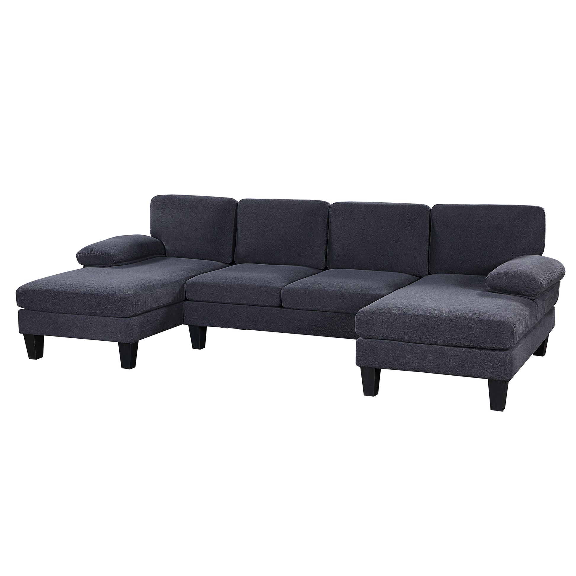 112*56" Granular Velvet Sofa,U Shaped Couch With Oversized Seat,6 Seat Sofa Bed With Double Chaise,Comfortable And Spacious Indoor Furniture For Living Room,Apartment,2 Colors Dark Gray Velvet 6 Seat