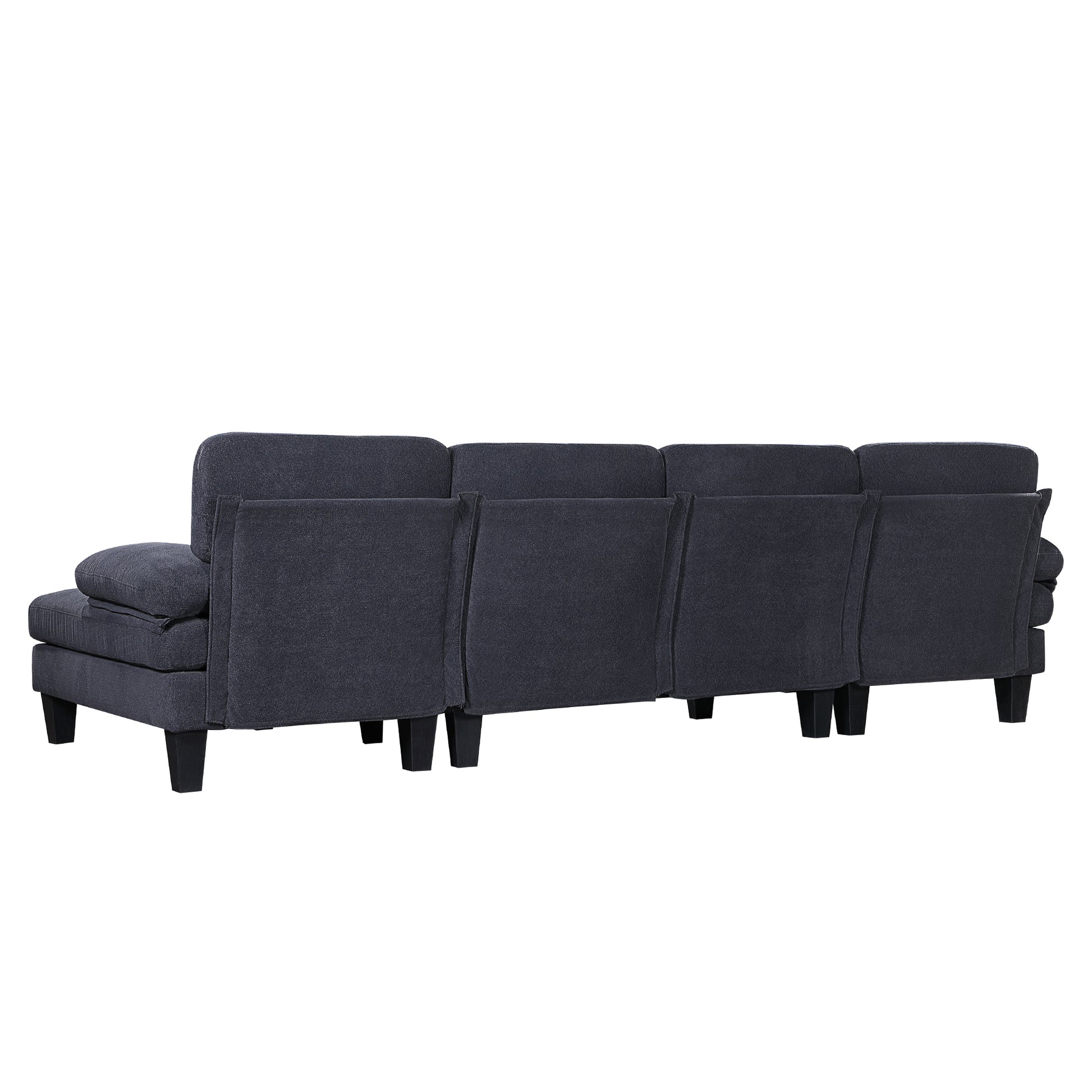 112*56" Granular Velvet Sofa,U Shaped Couch With Oversized Seat,6 Seat Sofa Bed With Double Chaise,Comfortable And Spacious Indoor Furniture For Living Room,Apartment,2 Colors Dark Gray Velvet 6 Seat