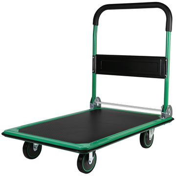 Platform Truck Hand Truck Large Size Foldable Dolly Cart For Moving Easy Storage And 360 Degree Swivel Wheels 660Lbs Weight Capacity Green Steel