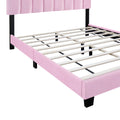Pink Velvet Upholstered Bed Frame With Adjustable Features, Teenage Girl'S Favorite Pink Collection. Box Spring Not Required Queen Pink Wood Espresso Bedroom Minimalist,Shabby Chic,Ultra Modern Rubberwood Adjustable Bedbase Fiber Foam And Polyester Fiber