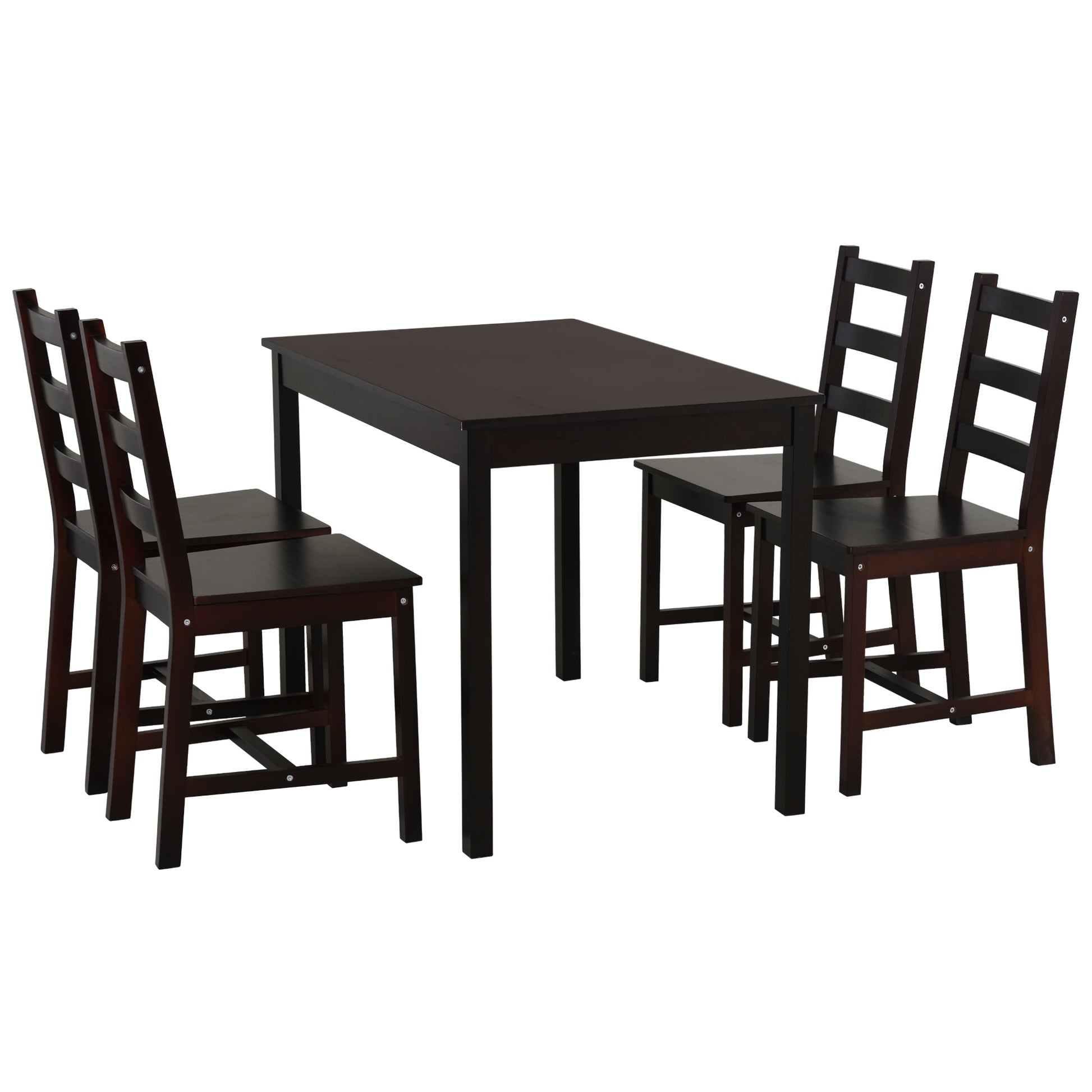 Homcom 5 Piece Dining Room Table Set, Wooden Kitchen Table And Chairs For Dinette, Breakfast Nook, Chestnut Brown Brown Wood