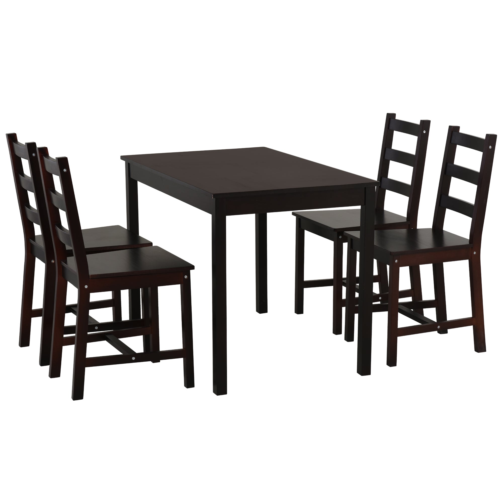 HOMCOM 5 Piece Dining Room Table Set, Wooden Kitchen brown-wood