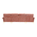 United Modern Large Chenille Fabric U Shape Sectional Sofa Pink Chenille