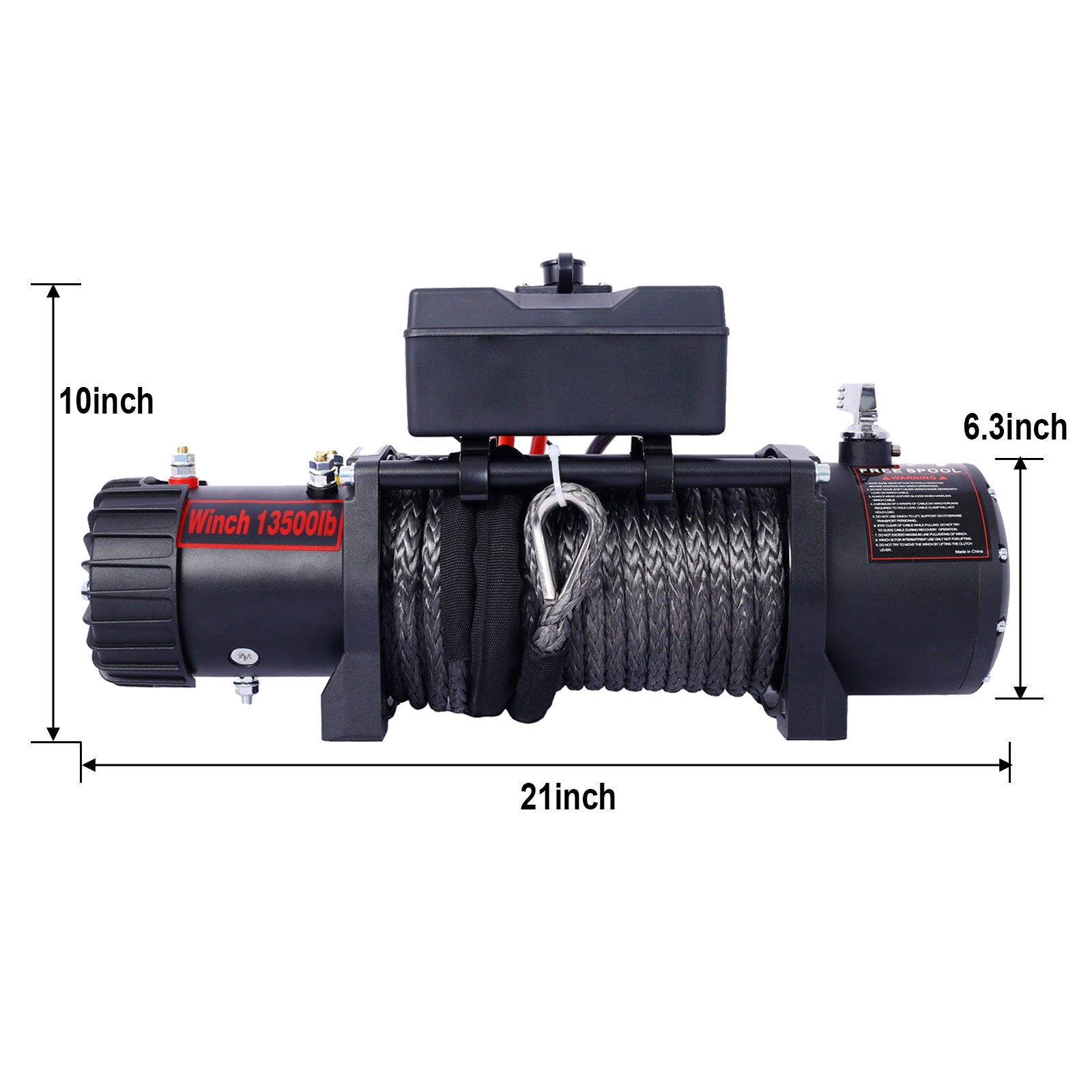 Winch 13500 Lb. Load Capacity Electric Winch 12V Dc Power For Towing Truck Off Road, With Wireless Remote Black Steel