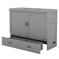 Queen Size Murphy Bed With Usb Port And A Large Drawer, Gray Gray Solid Wood Mdf