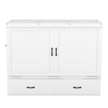 Queen Size Murphy Bed With Usb Port And A Large Drawer, White Queen White Solid Wood Mdf