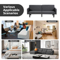 Futon Sofa Bed Convertible Sectional Sleeper Couch, Loveseat Bed With Tapered Legs For Living Room, Study, Dorm, Office Black Burlap 2 Seat