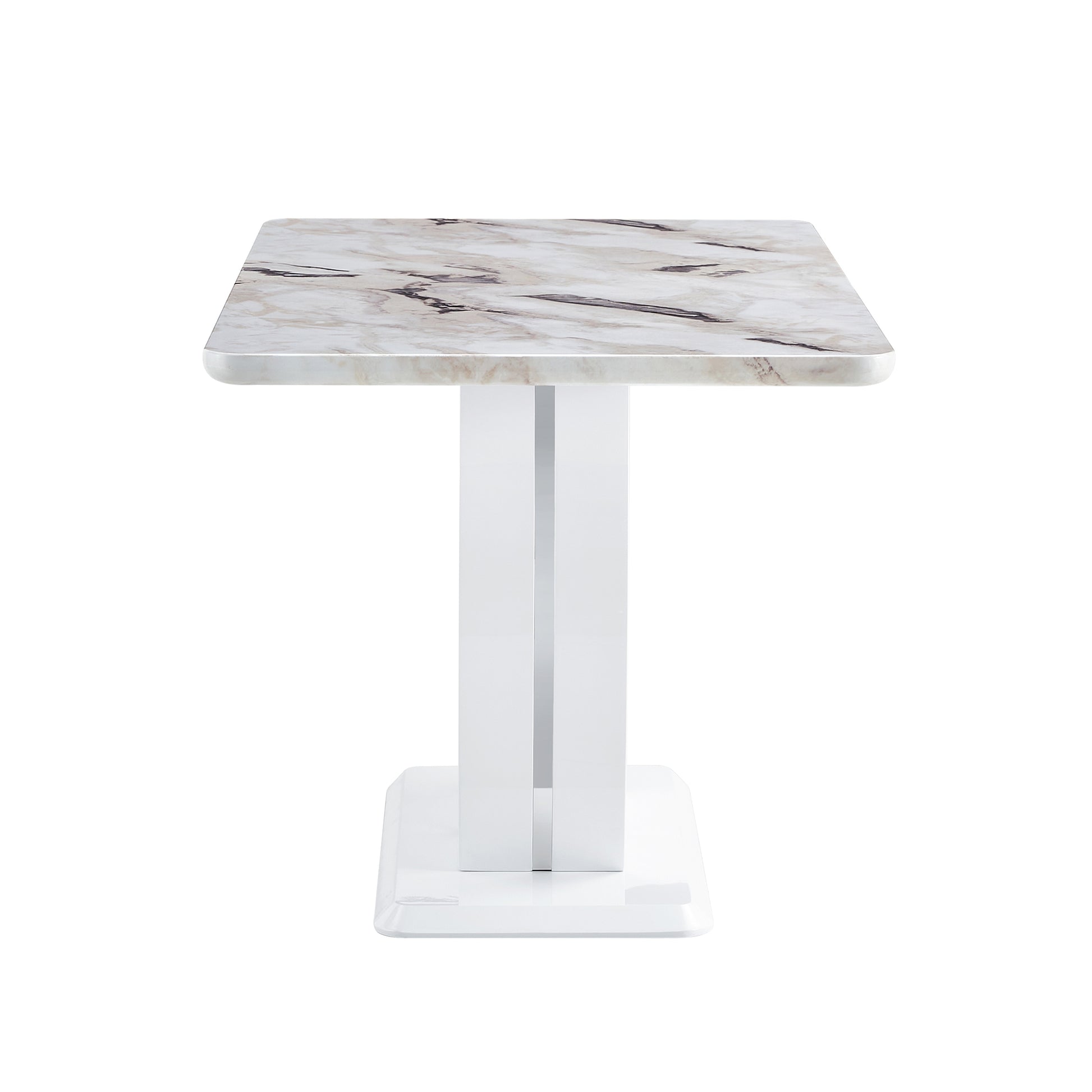 Modern Minimalist White Marble Patterned Dining Table, Bar Table. A Rectangular Office Desk. Game Table. Table. Used In Restaurants, Living Rooms, Terraces, Kitchens 63"*37"* 36.2" 1280 White Mdf