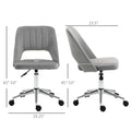 Vinsetto Modern Mid Back Office Chair With Velvet Fabric, Swivel Computer Armless Desk Chair With Hollow Back Design For Home Office, Grey Gray Polyester