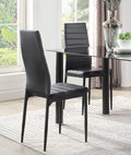 Modern Style Black Metal Finish Side Chairs 2Pc Set Faux Leather Upholstery Contemporary Dining Room Furniture Black Dining Room Contemporary,Modern Side Chair Metal