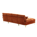 United Modern Large Chenille Fabric U Shape Sectional Sofa Orange Chenille