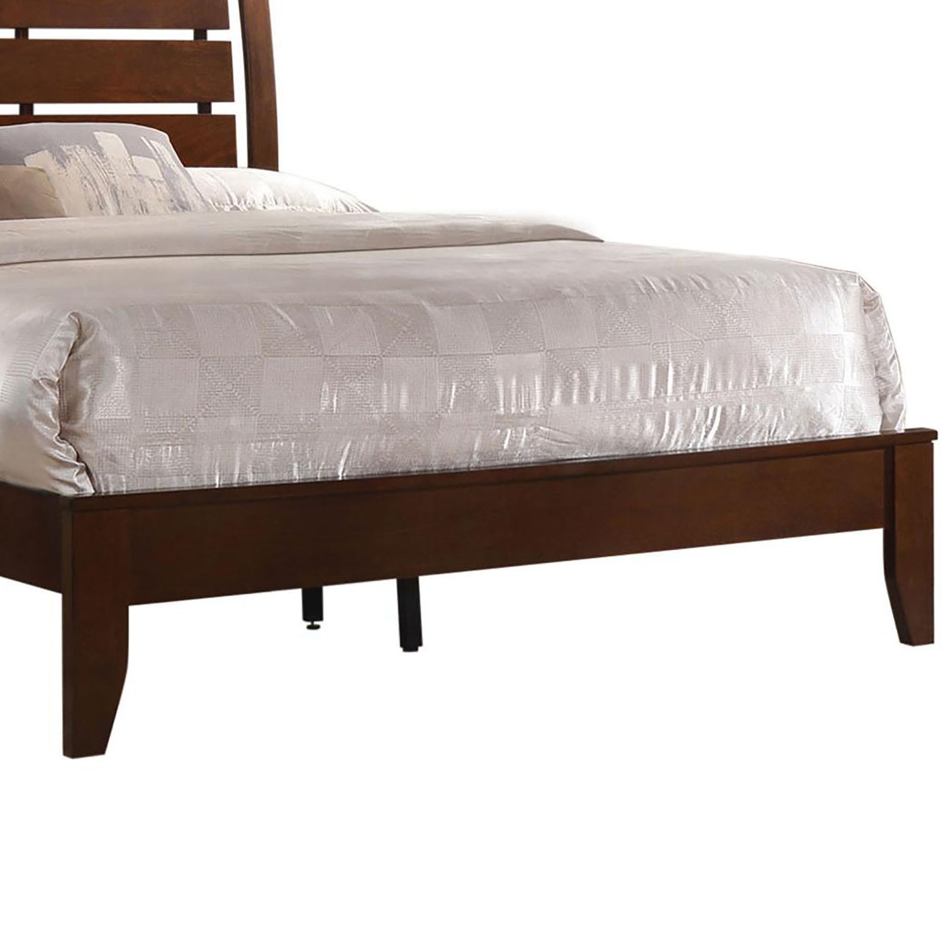 Rich Merlot Slatted Queen Panel Bed Box Spring Required Queen Brown Wood Bedroom Transitional Panel Wood