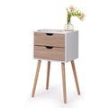 Nightstand With 2 Drawers, Bedside Tables With Solid Wood Legs And Storage, End Table, Side Table, Bedside Furniture For Bedroom, Living Room, White Walnut White Mdf