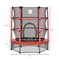 5Ft Kids Trampoline With Enclosure Net, Springless Design, Safety Pad And Steel Frame For Indoor Outdoor, Toddler Round Bouncer For Age 3 To 6 Years Red Brick Red Metal