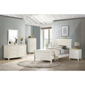 White Twin Platform Sleigh Bed Twin Ivory Wood Bedroom Coastal Rubberwood Kids Wood