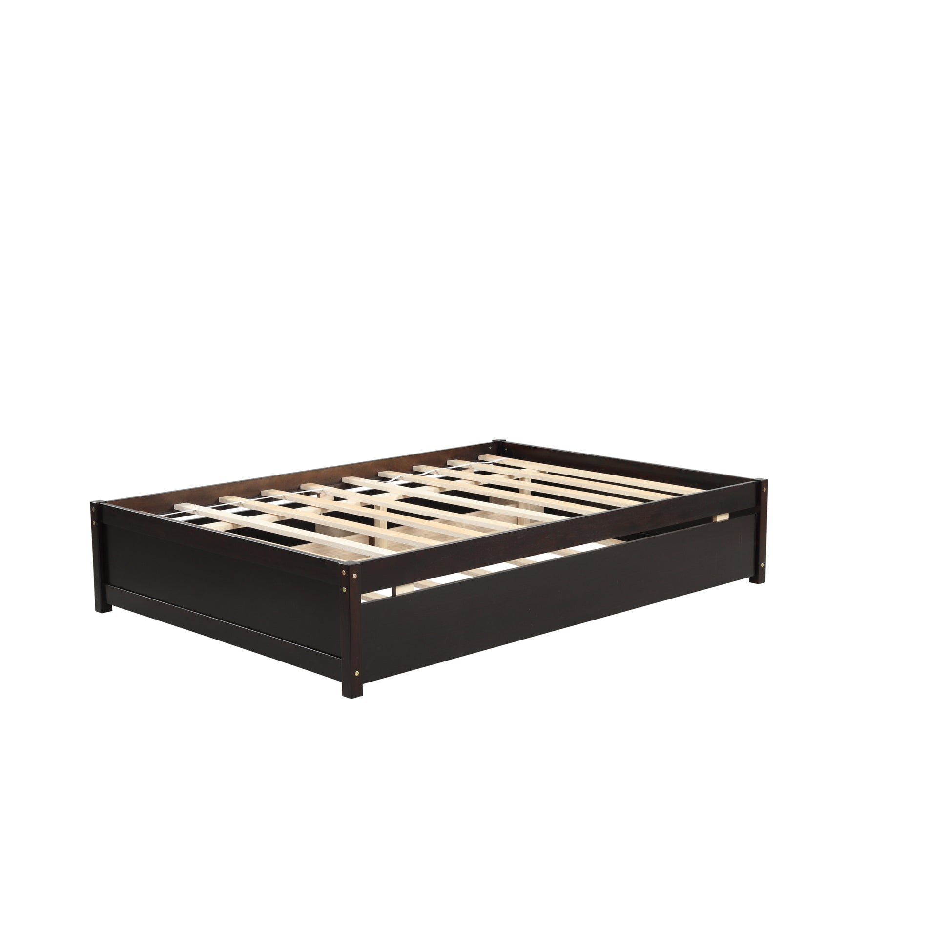 Full Bed With Twin Size Trundle And Two Drawers For Espresso Color Full Espresso Bedroom Solid Wood