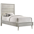 Metallic Sterling Panel Bed With Tapered Legs Twin Silver Wood Bedroom Glam Rubberwood Panel Wood