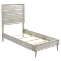 Metallic Sterling Panel Bed With Tapered Legs Twin Silver Wood Bedroom Glam Rubberwood Panel Wood