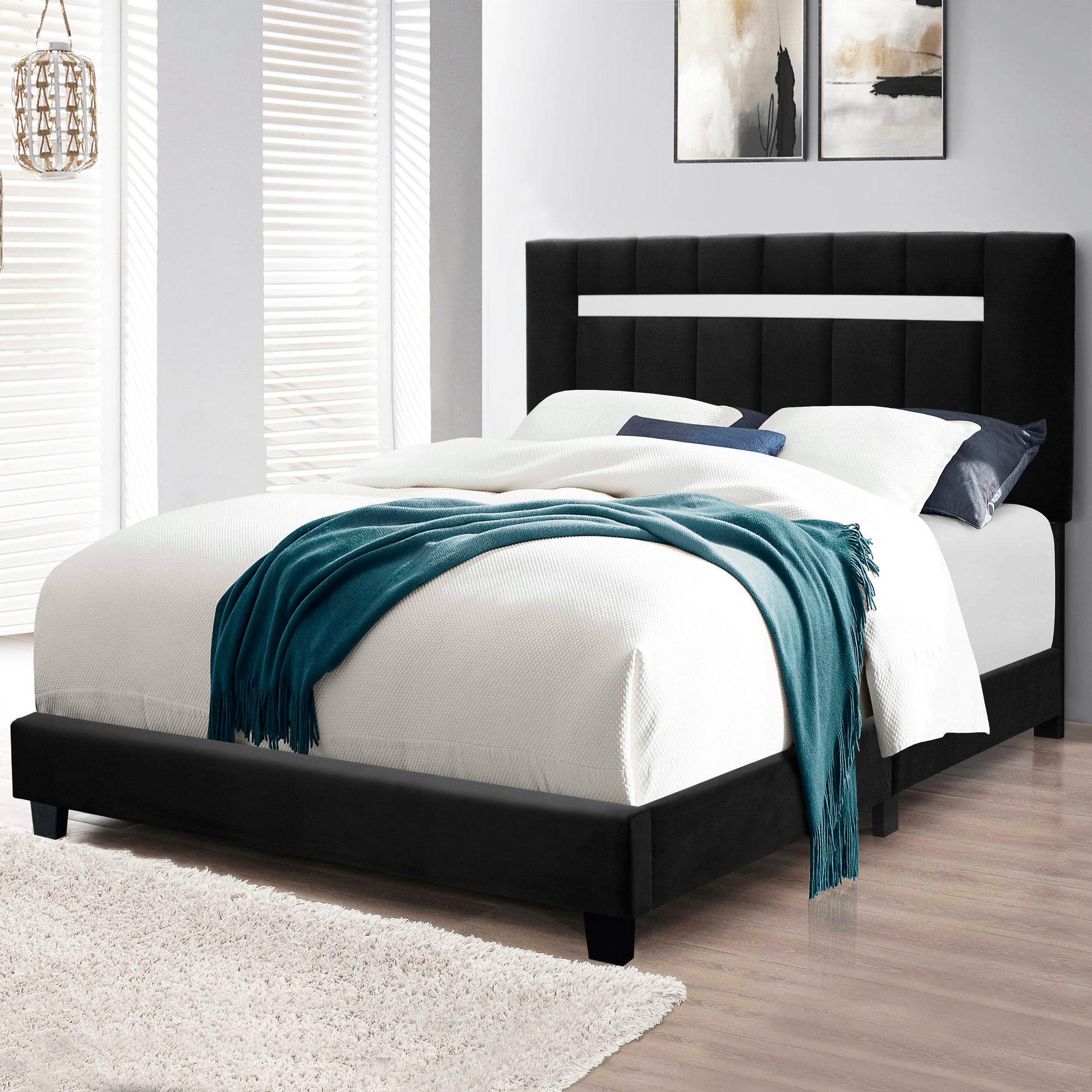 Black Queen Size Adjustable Upholstered Bed Frame Dark Velvet Collection Comfort And Simplicity Box Spring Not Required Queen Black Wood Espresso Bedroom Shabby Chic Rubberwood Adjustable Bedbase Fiber Foam And Polyester Fiber Pad Velvet Upholstered