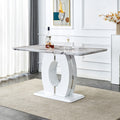 Modern Minimalist White Marble Patterned Dining Table, Bar Table. A Rectangular Office Desk. Game Table. Table. Used In Restaurants, Living Rooms, Terraces, Kitchens 63