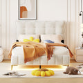 Full Size Velvet Platform Bed With Led Frame And Stylish Mental Bed Legs, Beige Beige Velvet