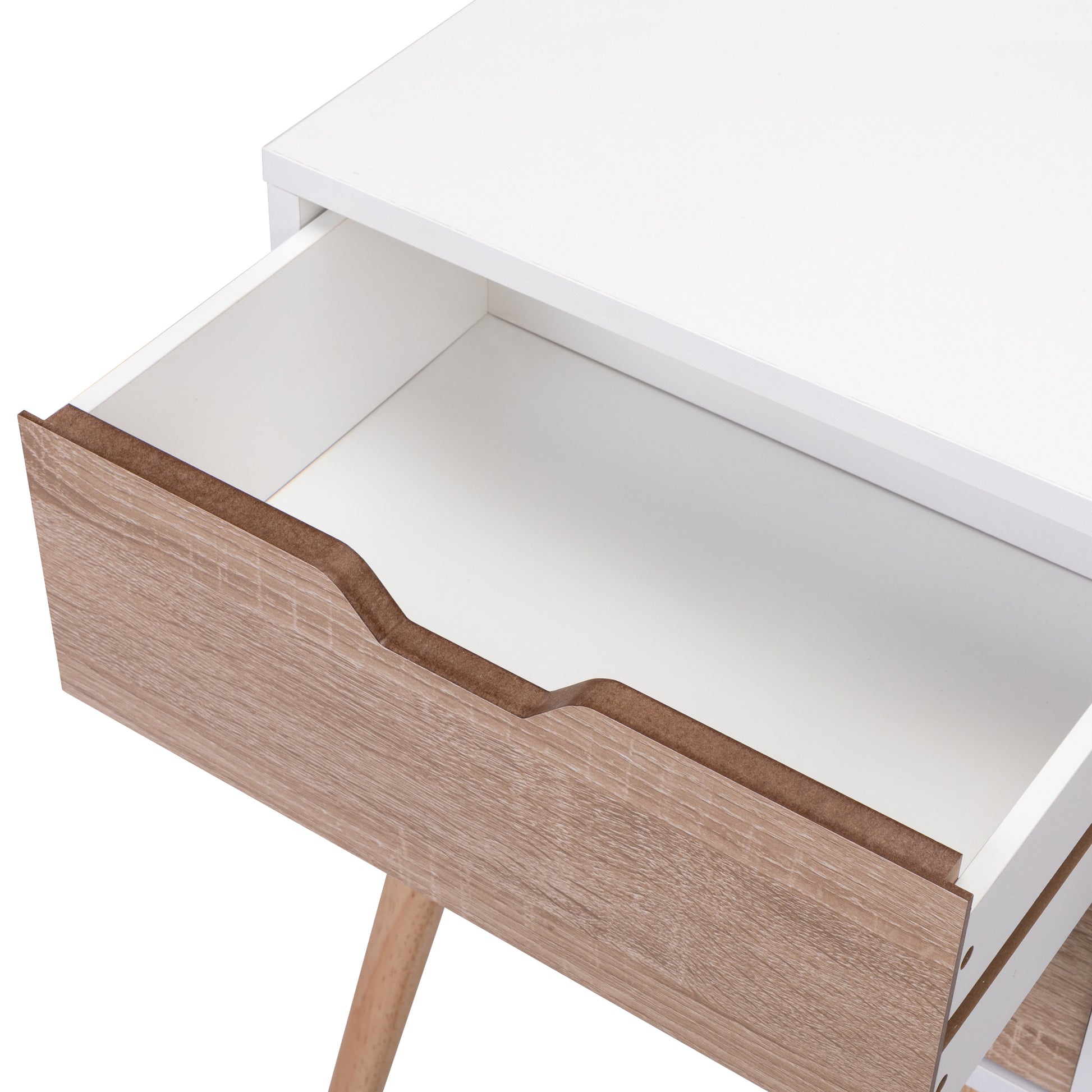 Nightstand With 2 Drawers, Bedside Tables With Solid Wood Legs And Storage, End Table, Side Table, Bedside Furniture For Bedroom, Living Room, White Walnut White Mdf