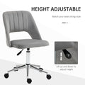 Vinsetto Modern Mid Back Office Chair With Velvet Fabric, Swivel Computer Armless Desk Chair With Hollow Back Design For Home Office, Grey Gray Polyester