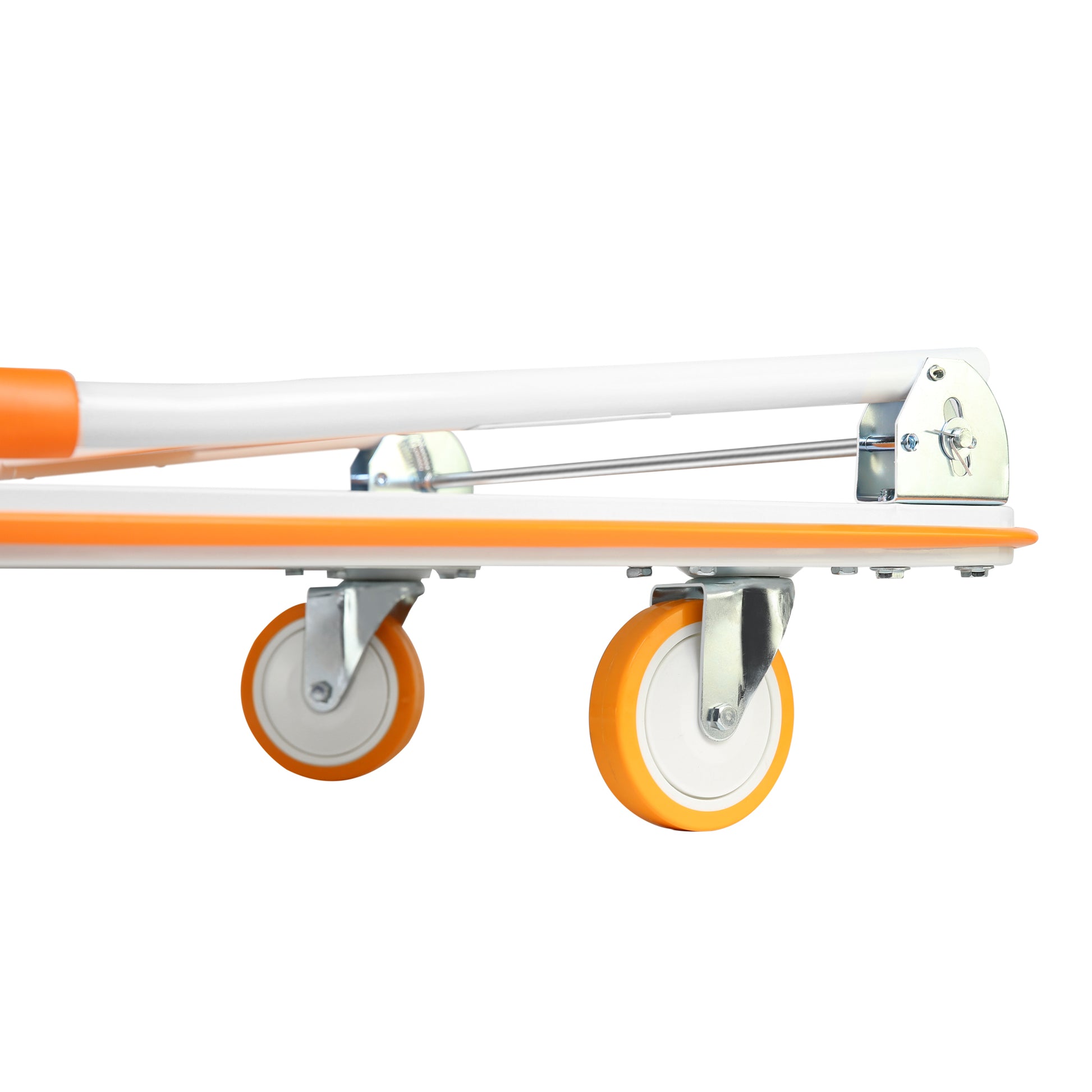 Foldable Push Cart Dolly 660 Lb. Capacity Heavy Duty Moving Platform Hand Truck Folding & Rolling White & Orange Flatbed Carts Orange Steel