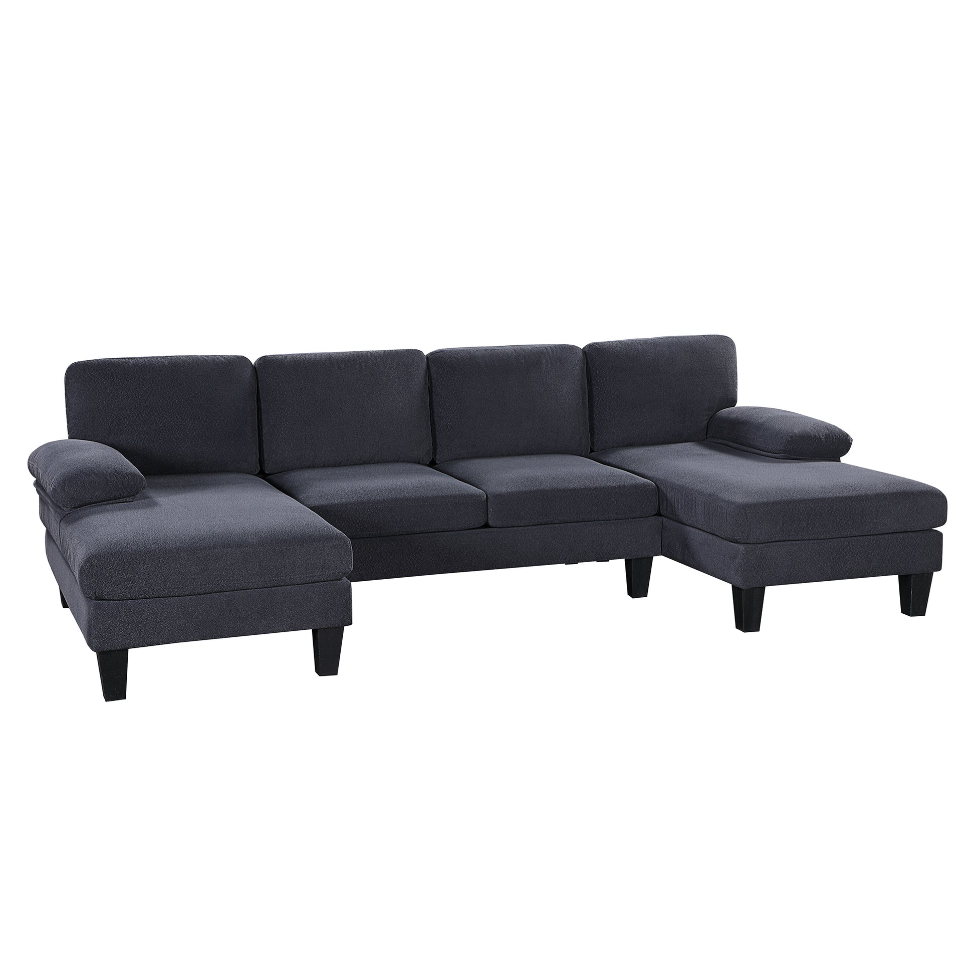 112*56" Granular Velvet Sofa,U Shaped Couch With Oversized Seat,6 Seat Sofa Bed With Double Chaise,Comfortable And Spacious Indoor Furniture For Living Room,Apartment,2 Colors Dark Gray Velvet 6 Seat