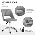Vinsetto Modern Mid Back Office Chair With Velvet Fabric, Swivel Computer Armless Desk Chair With Hollow Back Design For Home Office, Grey Gray Polyester