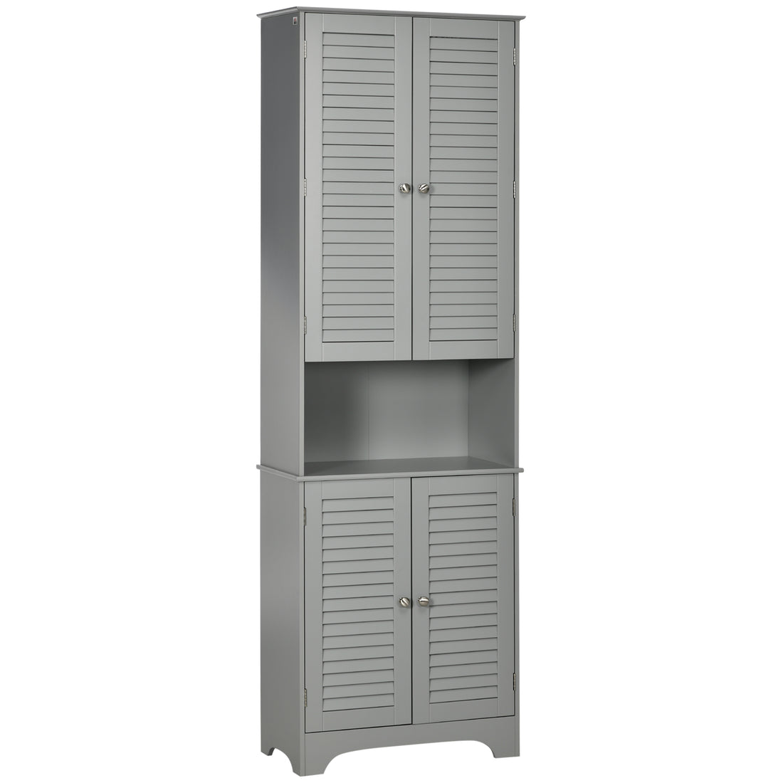 Homcom Tall Narrow Bathroom Storage Cabinet With Doors And Shelf Adjustability, Freestanding Bathroom Linen Cabinet With 2 Cabinets And Countertop, Bathroom Floor Cabinet, Gray Gray Mdf