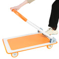 Push Cart Dolly, Moving Platform Hand Truck, Foldable For Easy Storage And 360 Degree Swivel Wheels With 330Lb Weight Capacity Orange Steel