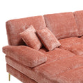 United Modern Large Chenille Fabric U Shape Sectional Sofa Pink Chenille