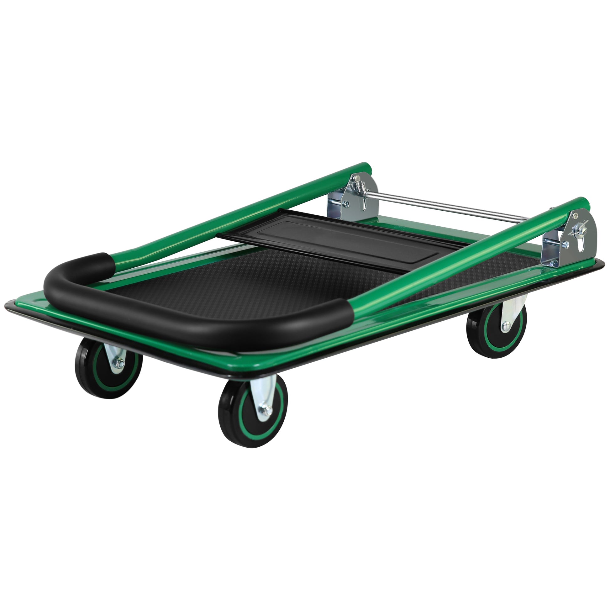 Push Cart Dolly, Moving Platform Hand Truck, Foldable For Easy Storage And 360 Degree Swivel Wheels With 330Lb Weight Capacity Green Steel