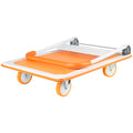 Foldable Push Cart Dolly 660 Lb. Capacity Heavy Duty Moving Platform Hand Truck Folding & Rolling White & Orange Flatbed Carts Orange Steel