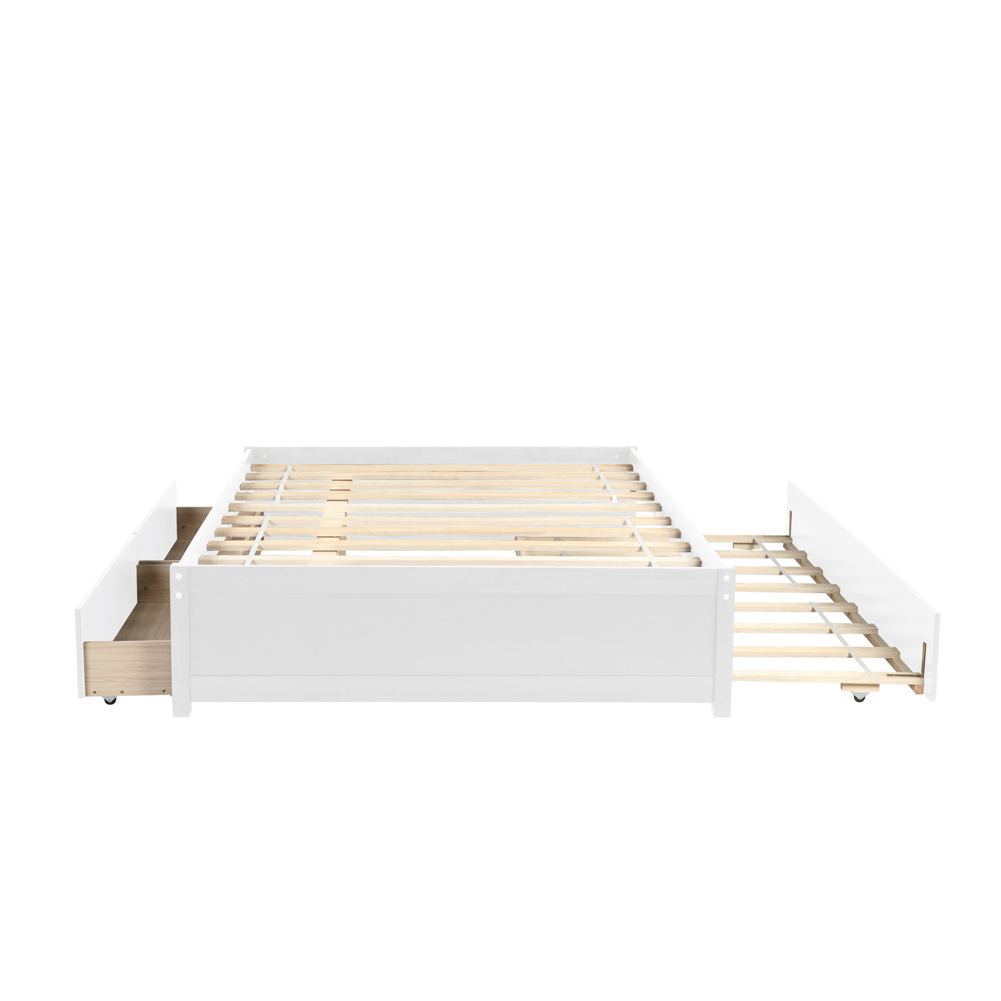 Full Bed With Twin Trundle And Two Drawers For White Color Full White Solid Wood