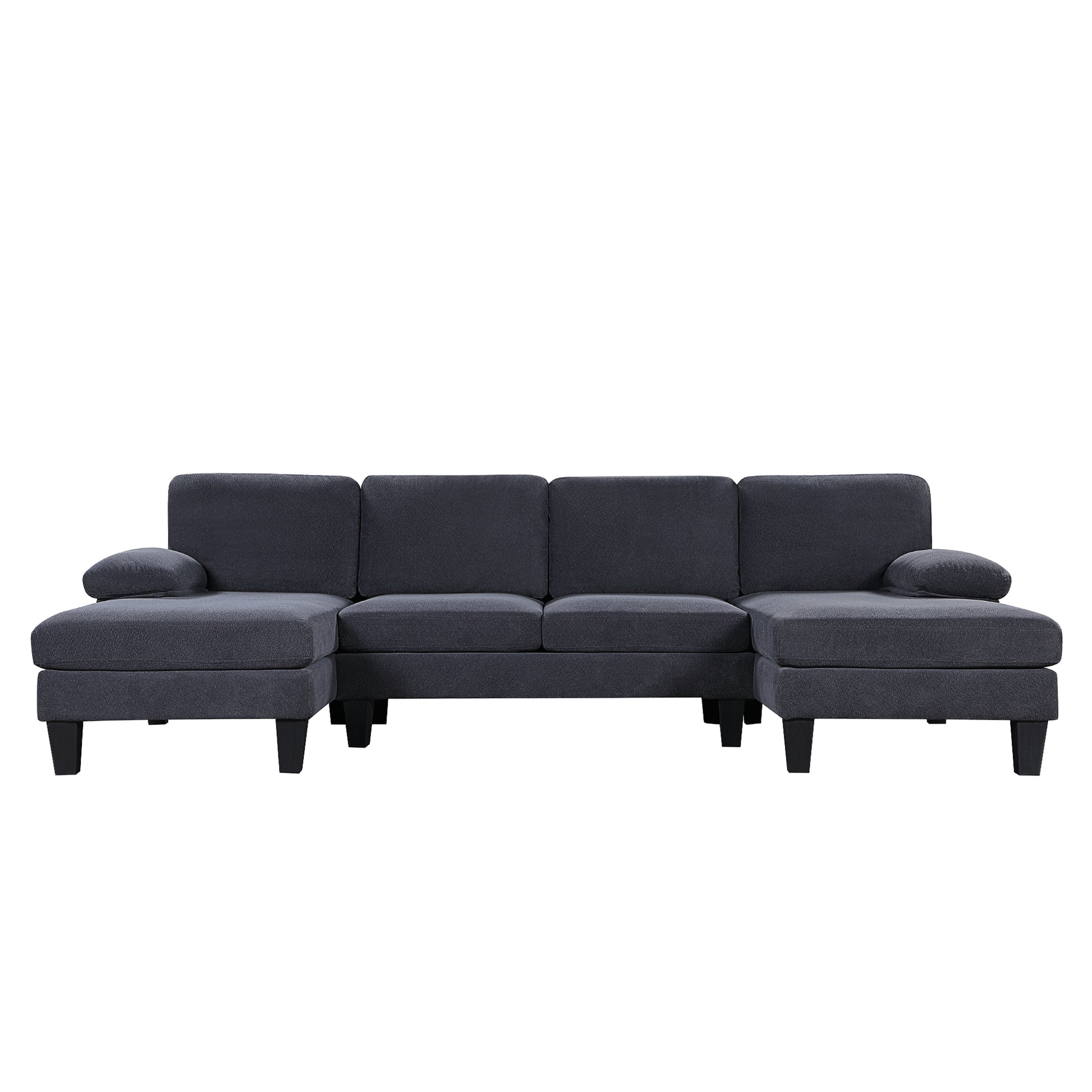 112*56" Granular Velvet Sofa,U Shaped Couch With Oversized Seat,6 Seat Sofa Bed With Double Chaise,Comfortable And Spacious Indoor Furniture For Living Room,Apartment,2 Colors Dark Gray Velvet 6 Seat