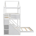 Twin Over Full House Bunk Bed With Storage Staircase And Blackboard,White Old Sku: Gx001701Aak Box Spring Not Required White Wood Bedroom Bunk Pine