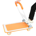 Push Cart Dolly, Moving Platform Hand Truck, Foldable For Easy Storage And 360 Degree Swivel Wheels With 330Lb Weight Capacity Orange Steel