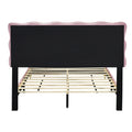 Full Size Velvet Platform Bed With Led Frame And Stylish Mental Bed Legs, Pink Pink Velvet
