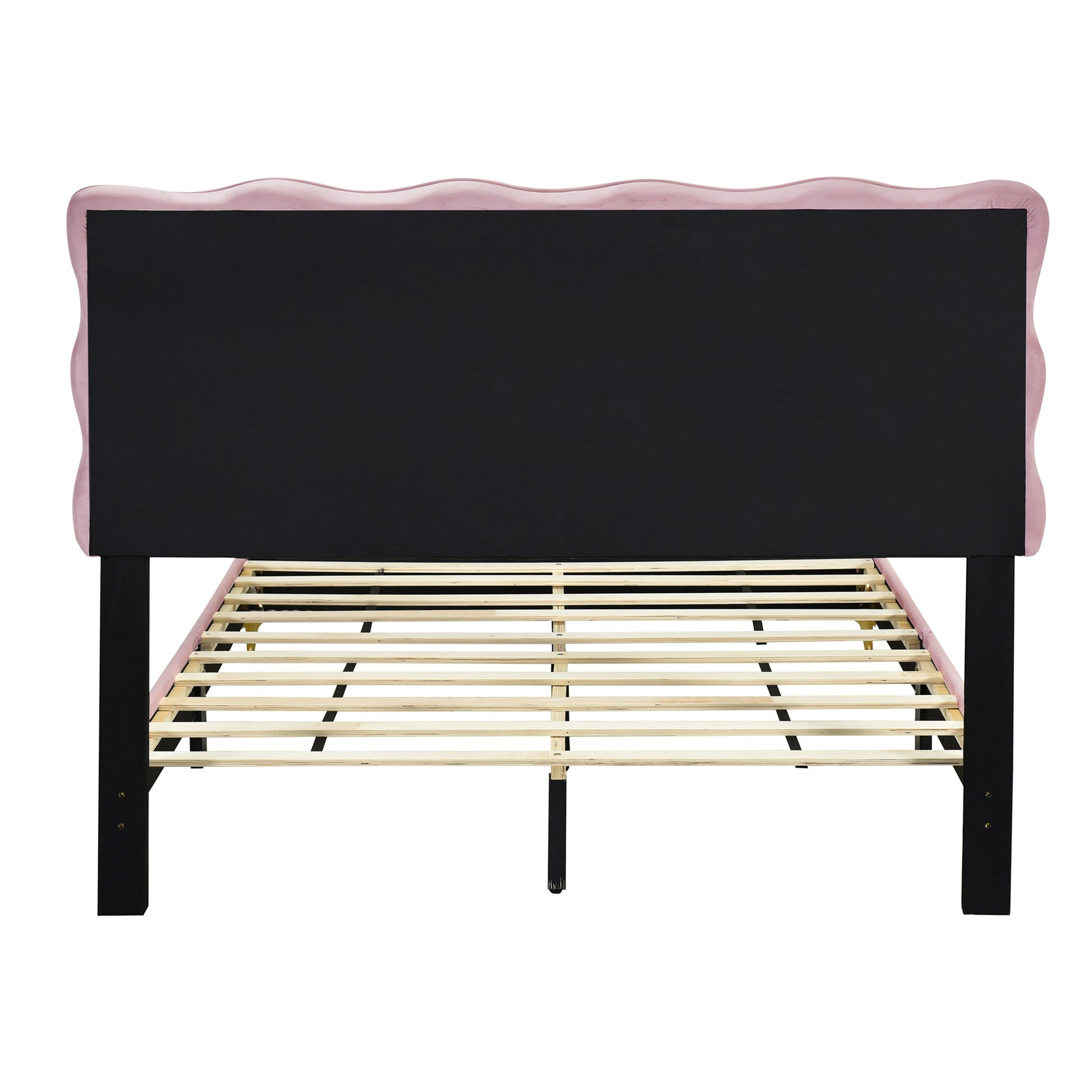 Full Size Velvet Platform Bed With Led Frame And Stylish Mental Bed Legs, Pink Pink Velvet