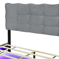 Queen Size Velvet Platform Bed With Led Frame And Stylish Mental Bed Legs, Gray Gray Velvet
