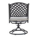 Durable Outdoor Dining Swivel Rockers With Cushions, Set Of 2, Sandstorm Antique Gray Aluminium