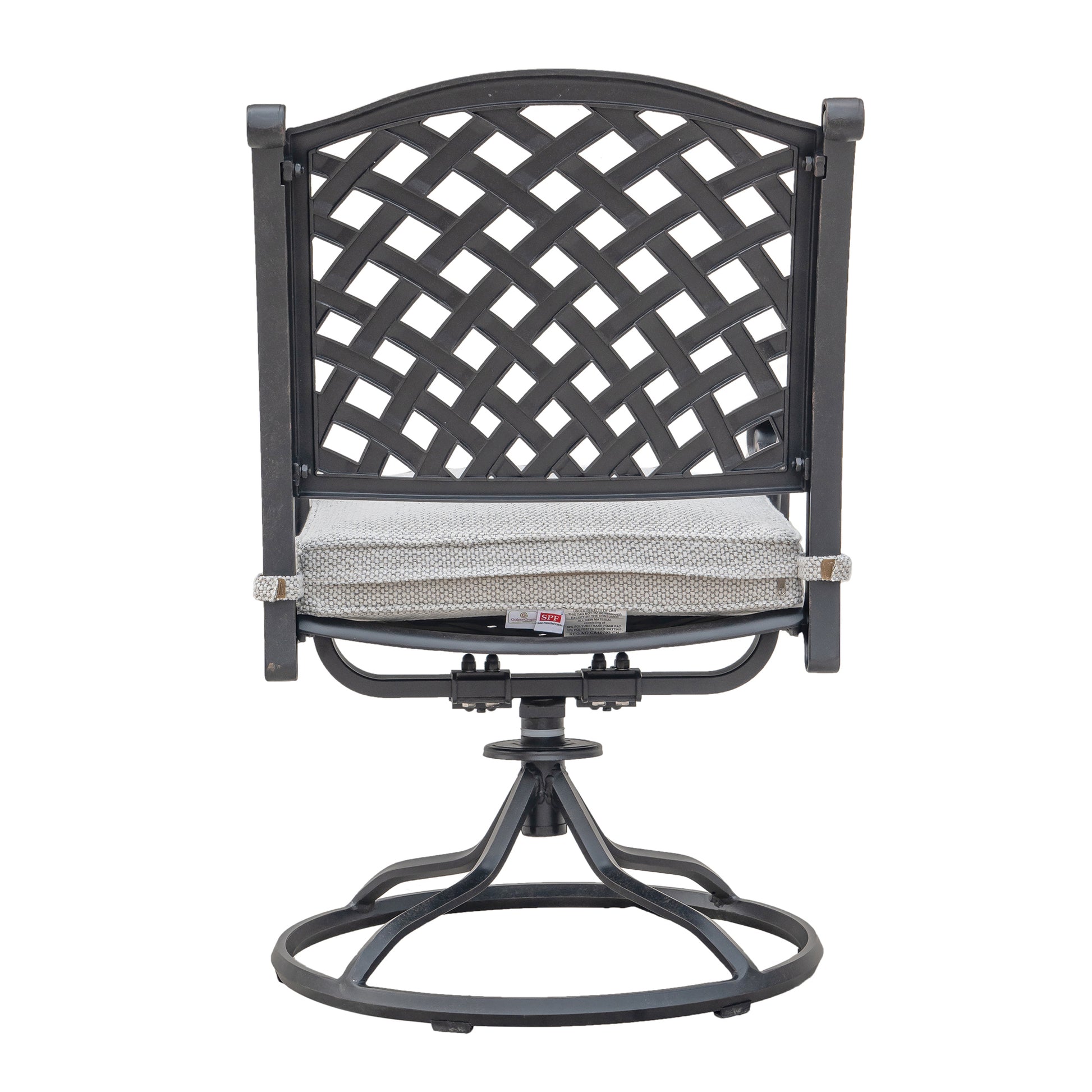 Durable Outdoor Dining Swivel Rockers With Cushions, Set Of 2, Sandstorm Antique Gray Aluminium