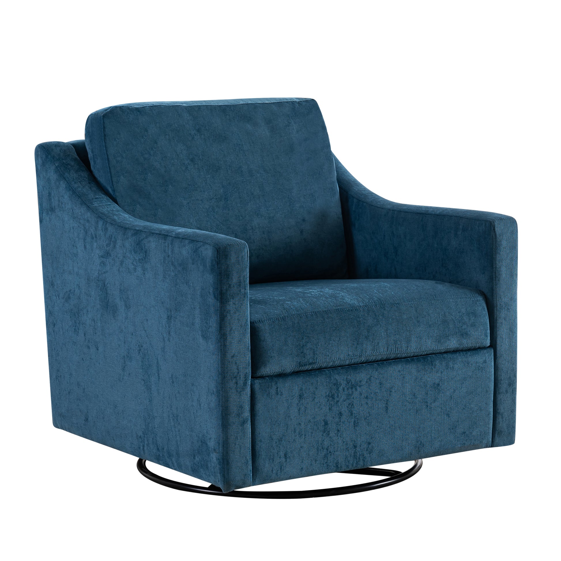 Large Swivel Chair, Upholstered Armchair, Modern Chair, Skin Friendly Gradient Color Linen Fabric, Comfortable To Sit. Suitable For Reception Living Room, Navy Blue Navy Blue Fabric