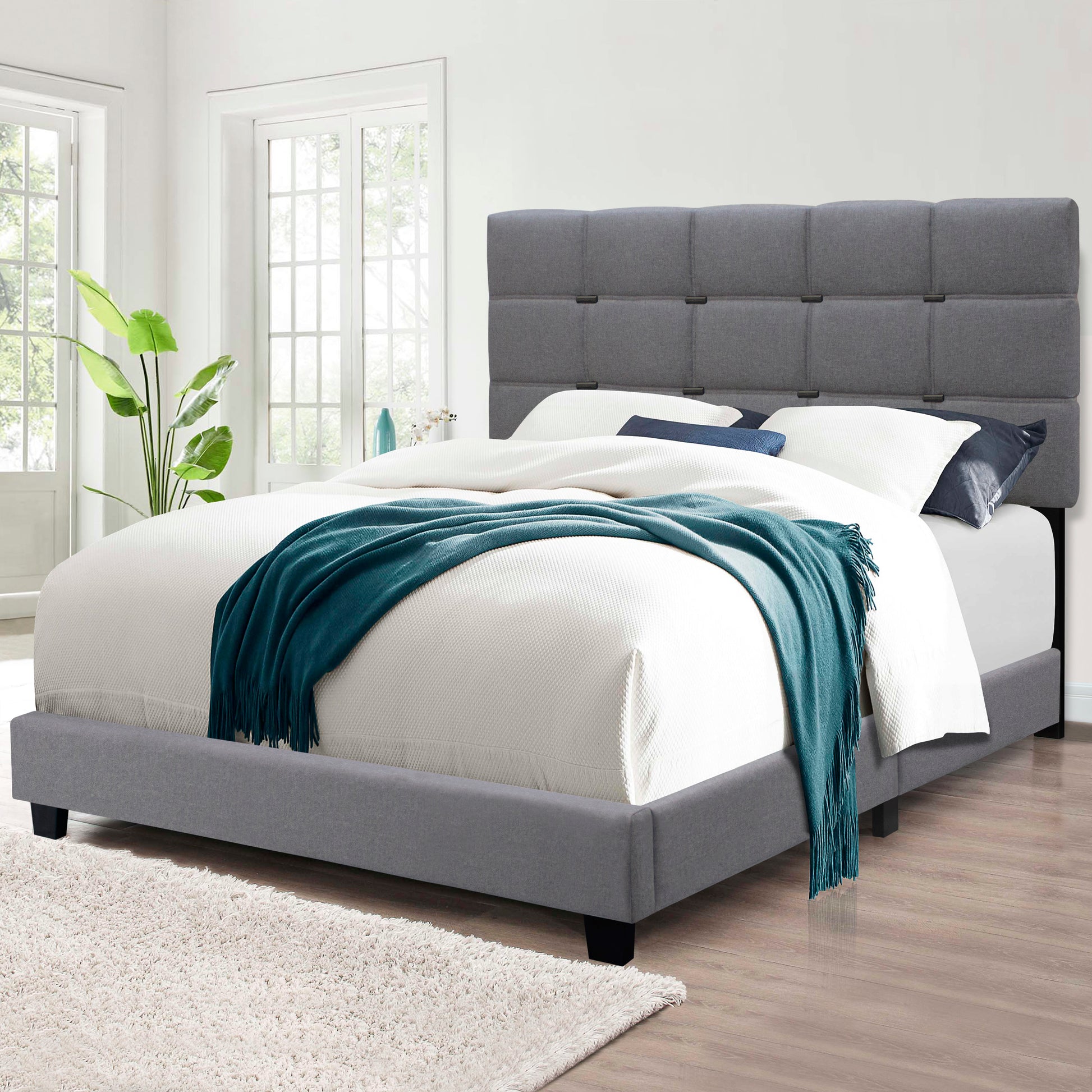 Gray Queen Size Adjustable Upholstered Bed Frame Stylish Collection Durable And Dirt Resistant, No Need For Bulky Innerspring Mattresses Box Spring Not Required Queen Gray Wood Espresso Bedroom Retro,Ultra Modern,Vintage Rubberwood Adjustable Bedbase