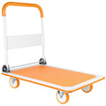 Foldable Push Cart Dolly 660 Lb. Capacity Heavy Duty Moving Platform Hand Truck Folding & Rolling White & Orange Flatbed Carts Orange Steel