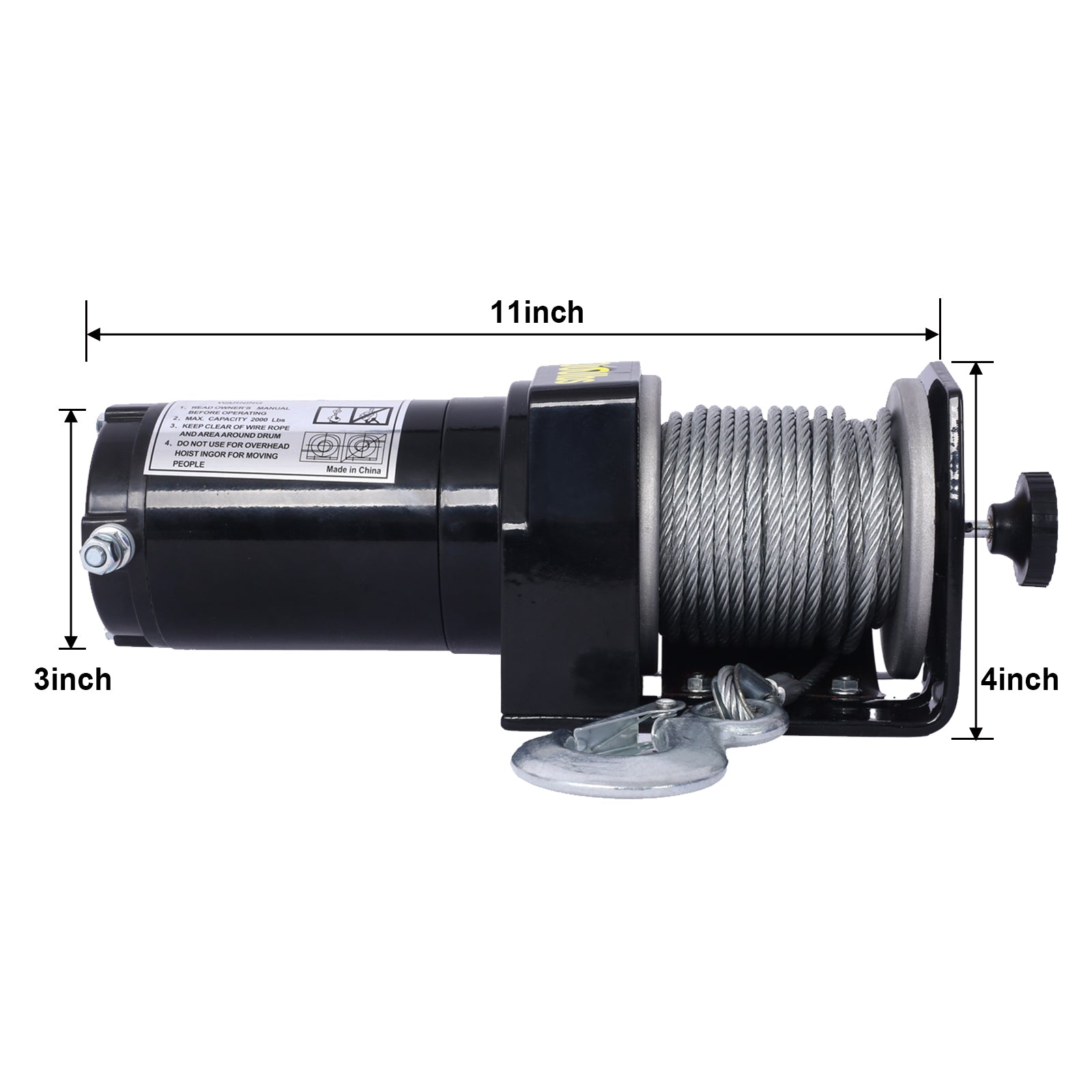 2000Lb 12V Atv Utv Electric Winch, Off Road Waterproof Steel Cable Winch For Atv Utv Towing Trailer Winch Black Steel