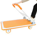 Foldable Push Cart Dolly 660 Lb. Capacity Heavy Duty Moving Platform Hand Truck Folding & Rolling White & Orange Flatbed Carts Orange Steel